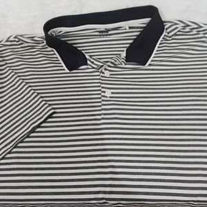 Puma 3XL Striped Performance Golf Polo Shirt 3X Gray White Navy Short Sleeve I
